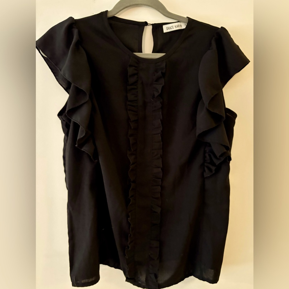 Most versatile black ruffled blouse!